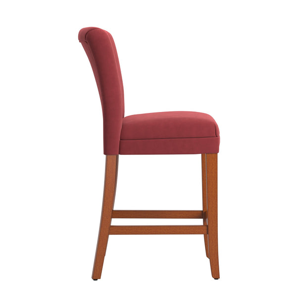 Wingston Upholstered Counter Stools Set of Two with Solid Rubberwood Frame