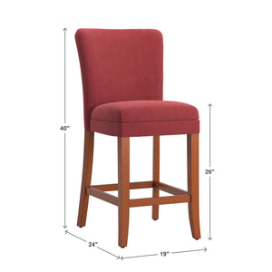 Wingston Upholstered Counter Stools Set of Two with Solid Rubberwood Frame