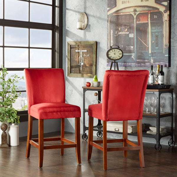 Wingston Upholstered Counter Stools Set of Two with Solid Rubberwood Frame