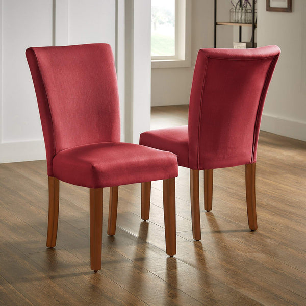 Wingston Wingback Dining Chair Set with Coil Spring Rubberwood Frame in Brown