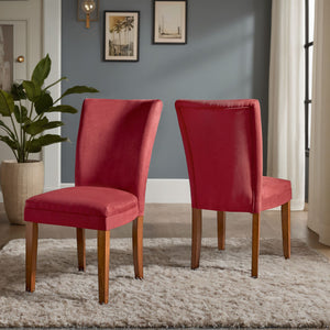 Wingston Wingback Dining Chair Set with Coil Spring Rubberwood Frame in Brown