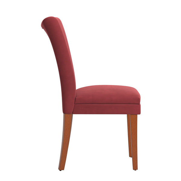 Wingston Wingback Dining Chair Set with Coil Spring Rubberwood Frame in Brown