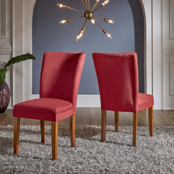 Wingston Wingback Dining Chair Set with Coil Spring Rubberwood Frame in Brown