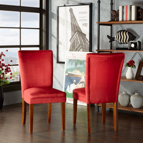Wingston Wingback Dining Chair Set with Coil Spring Rubberwood Frame in Brown