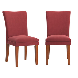 Wingston Wingback Dining Chair Set with Coil Spring Rubberwood Frame in Brown