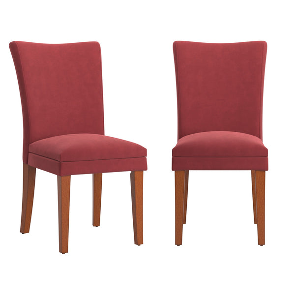 Wingston Wingback Dining Chair Set with Coil Spring Rubberwood Frame in Brown