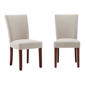 Wingston Wingback Fabric Dining Chair Set with Solid Wood Espresso Legs