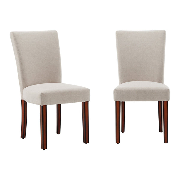 Wingston Wingback Fabric Dining Chair Set with Solid Wood Espresso Legs