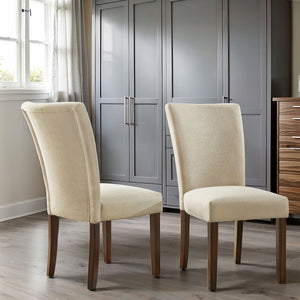 Wingston Wingback Fabric Dining Chair Set with Solid Wood Espresso Legs