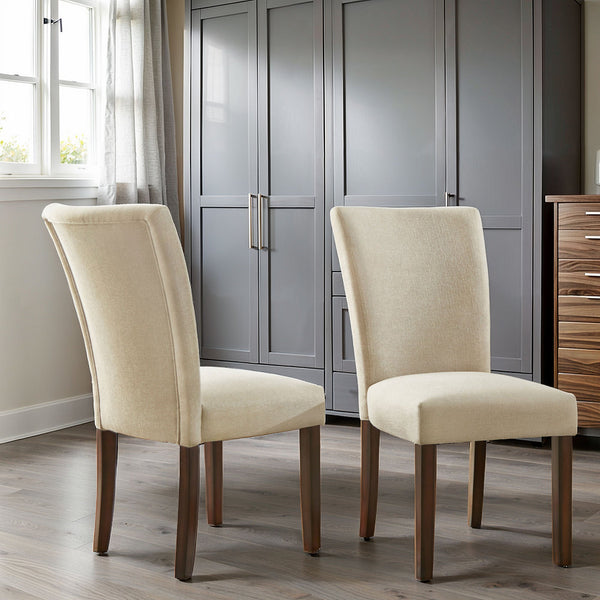 Wingston Wingback Fabric Dining Chair Set with Solid Wood Espresso Legs