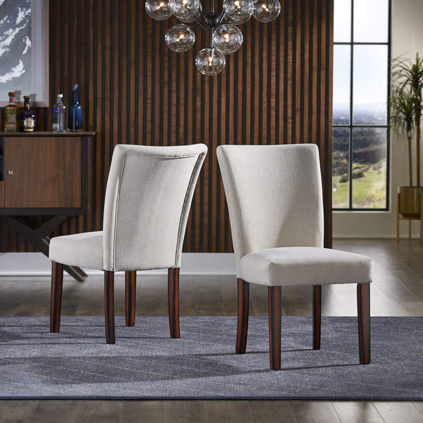 Wingston Wingback Fabric Dining Chair Set with Solid Wood Espresso Legs