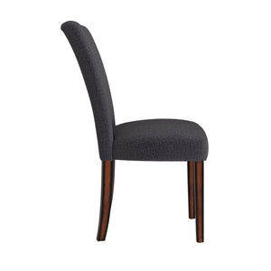 Wingston Wingback Upholstered Dining Chair Set with Espresso Rubberwood Legs