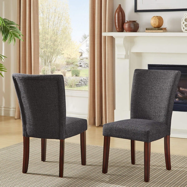 Wingston Wingback Upholstered Dining Chair Set with Espresso Rubberwood Legs