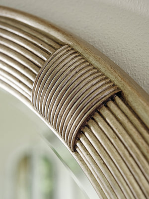 Lexington Beverly Round Mirror - Elegant Silver Leaf Design With Cathedral Cherry Veneers For Contemporary Spaces Carrillo  721-201