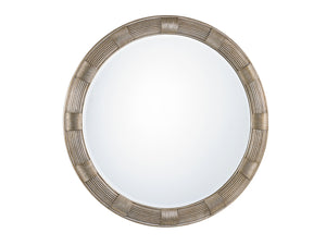 Lexington Beverly Round Mirror - Elegant Silver Leaf Design With Cathedral Cherry Veneers For Contemporary Spaces Carrillo  721-201