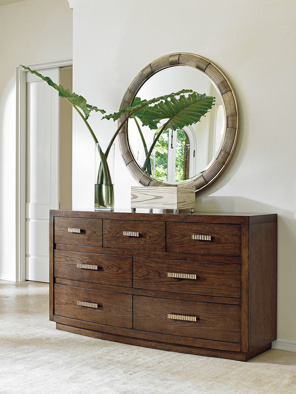 Lexington Radcliffe Dresser - Contemporary Mocha Finish With Convex Front And Elegant Silver Accents For Style Carrillo  721-233