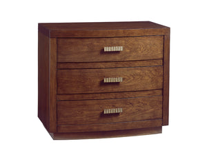 Lexington Verdes Nightstand: Contemporary Mocha Finish With Elegant Convex Design And Silver-leaf Accents Carrillo  721-621