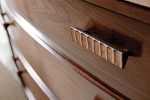 Lexington Pershing Bachelor's Chest: Contemporary Elegance With Silver Travertine Top And Cathedral Cherry Finish Carrillo  721-624