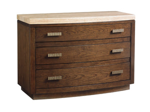 Lexington Pershing Bachelor's Chest: Contemporary Elegance With Silver Travertine Top And Cathedral Cherry Finish Carrillo  721-624