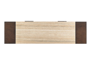 Lexington Estrada Contemporary Dining Console With Silver Travertine Top And Elegant Mocha Finish Design Carrillo  721-869