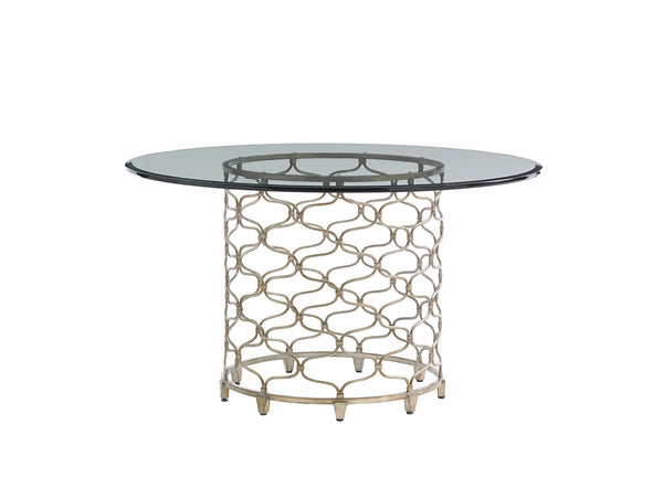 Lexington Bollinger Round Dining Table - Contemporary Elegance With Mocha Finish And Silver Leaf Base Design Carrillo  721-875-54c
