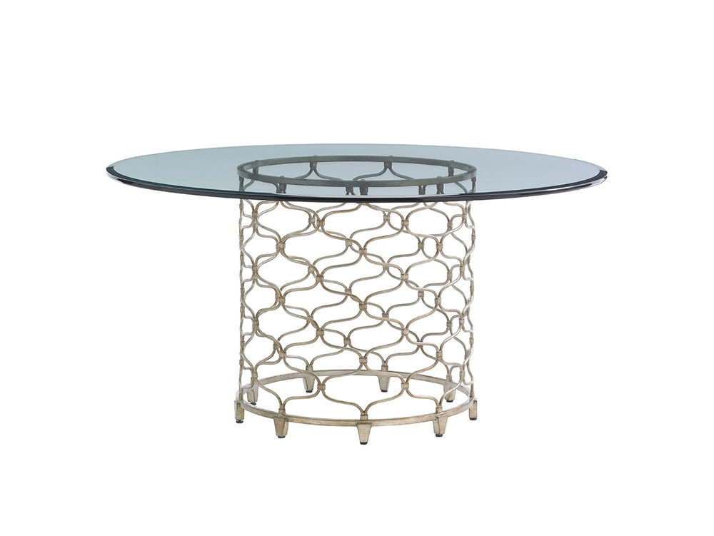 Lexington Bollinger Round Dining Table - Contemporary Elegance With Mocha Finish And Silver Leaf Base Design Carrillo  721-875-60c