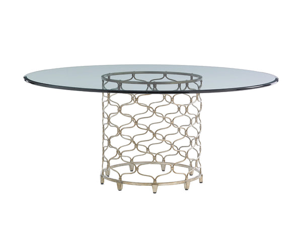 Lexington Bollinger Round Dining Table - Contemporary Elegance With Mocha Finish And Silver Leaf Base Design Carrillo  721-875-72c