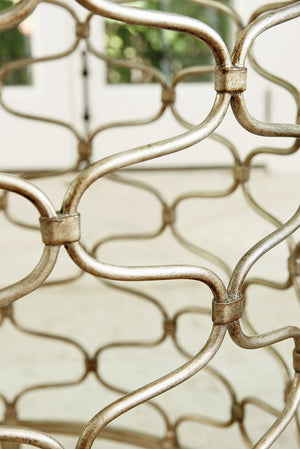 Lexington Bollinger Round Dining Table - Contemporary Elegance With Mocha Finish And Silver Leaf Base Design Carrillo  721-875-72c