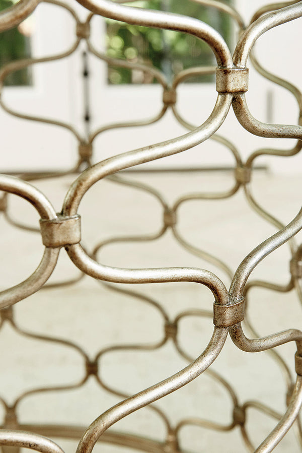 Lexington Bollinger Round Dining Table - Contemporary Elegance With Mocha Finish And Silver Leaf Base Design Carrillo  721-875-72c