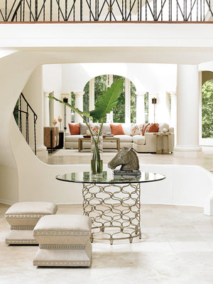 Lexington Bollinger Round Dining Table - Contemporary Elegance With Mocha Finish And Silver Leaf Base Design Carrillo  721-875-54c