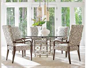 Lexington Bollinger Round Dining Table - Contemporary Elegance With Mocha Finish And Silver Leaf Base Design Carrillo  721-875-72c