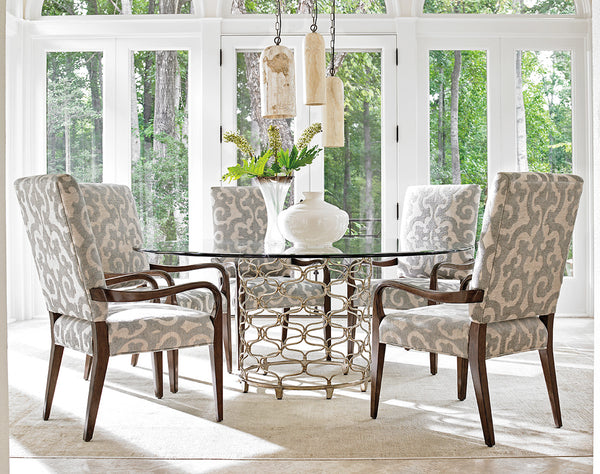 Lexington Bollinger Round Dining Table - Contemporary Elegance With Mocha Finish And Silver Leaf Base Design Carrillo  721-875-72c