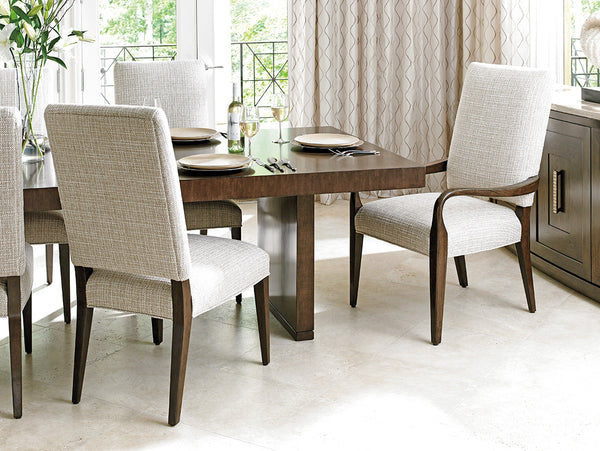 Lexington San Lorenzo Dining Table - Elegant Contemporary Design With Mocha Finish & Silver Leaf Accents Carrillo  721-877