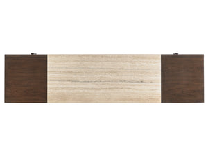 Lexington Malibu Vista Media Console - Contemporary Design With Silver Travertine Top And Adjustable Shelves Carrillo  721-907