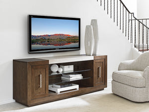 Lexington Malibu Vista Media Console - Contemporary Design With Silver Travertine Top And Adjustable Shelves Carrillo  721-907