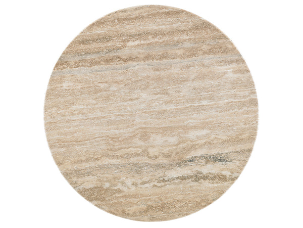 Lexington Glendora Drum Table - Contemporary Mocha-finished Design With Silver Travertine Top And Storage Shelf Carrillo  721-950