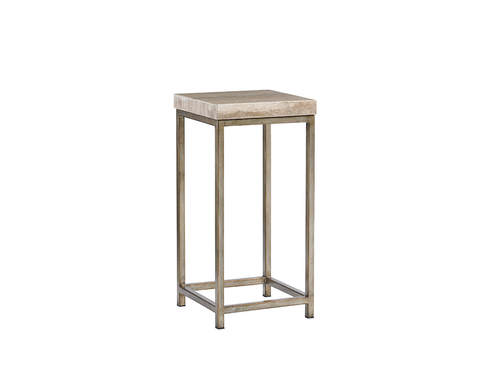 Lexington Ashcroft Contemporary Accent Table With Silver Leaf Base And Travertine Top For Stylish Decor Carrillo  721-951