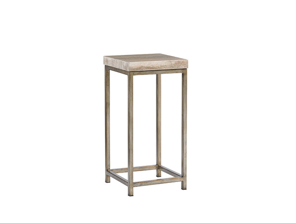Lexington Ashcroft Contemporary Accent Table With Silver Leaf Base And Travertine Top For Stylish Decor Carrillo  721-951