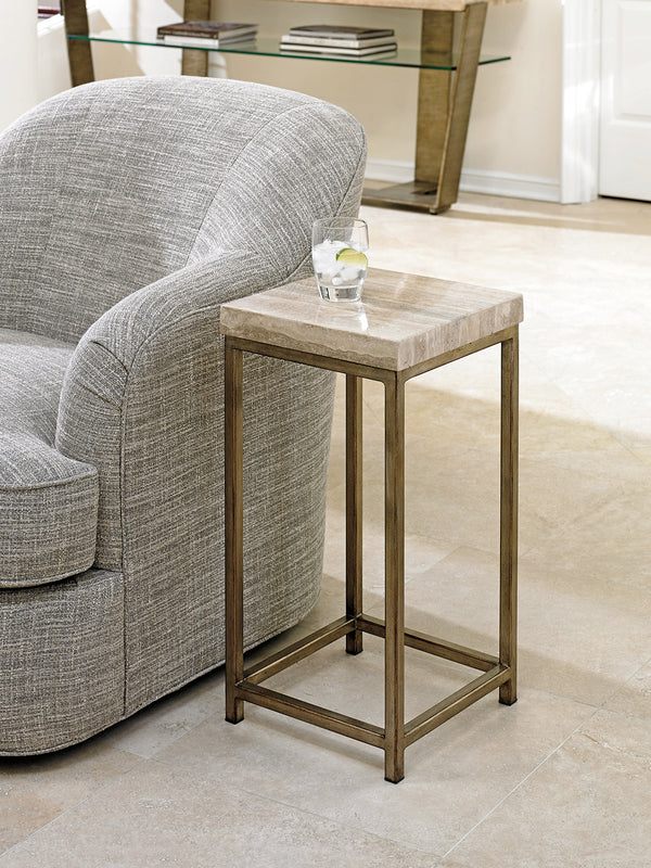 Lexington Ashcroft Contemporary Accent Table With Silver Leaf Base And Travertine Top For Stylish Decor Carrillo  721-951