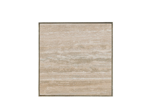 Lexington Stone Canyon Lamp Table - Contemporary Design With Silver Travertine Top And Hand-burnished Base Carrillo  721-953