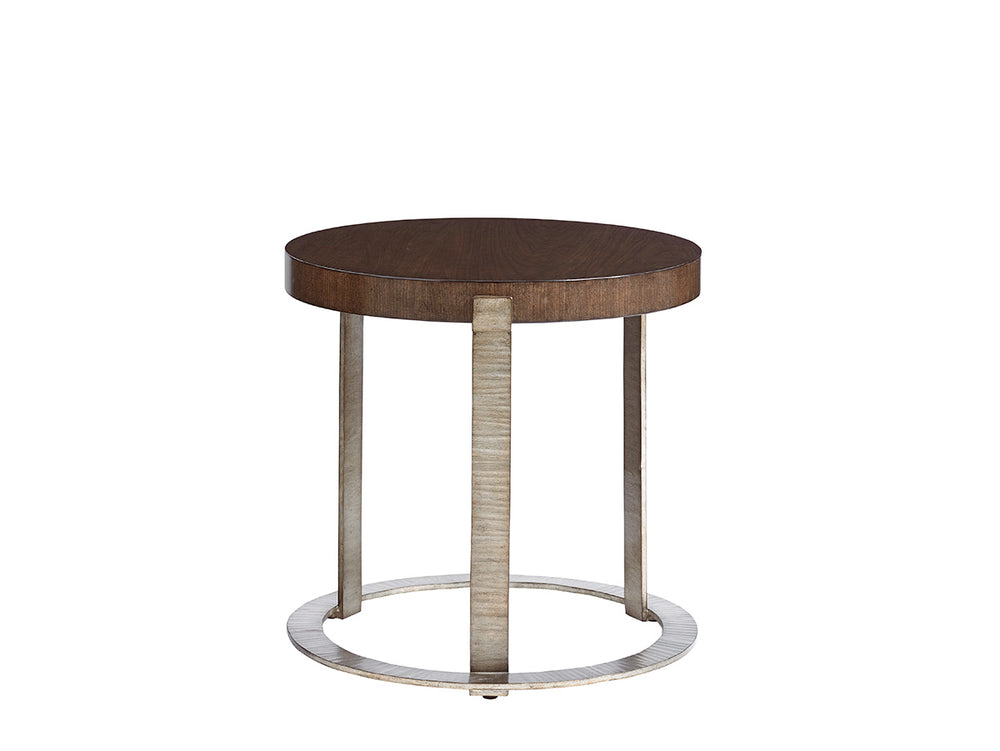 Lexington Wetherly Accent Table – Contemporary Design With Hand-burnished Silver Leaf Base & Mahogany Top Carrillo  721-954