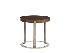 Lexington Wetherly Accent Table – Contemporary Design With Hand-burnished Silver Leaf Base & Mahogany Top Carrillo  721-954