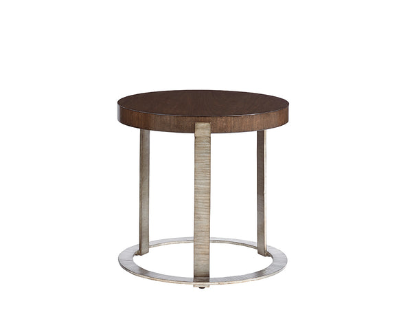 Lexington Wetherly Accent Table – Contemporary Design With Hand-burnished Silver Leaf Base & Mahogany Top Carrillo  721-954