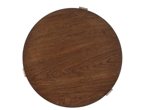 Lexington Wetherly Accent Table – Contemporary Design With Hand-burnished Silver Leaf Base & Mahogany Top Carrillo  721-954