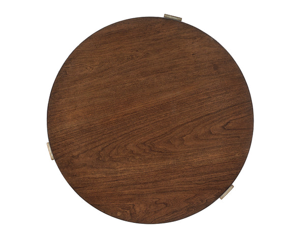 Lexington Wetherly Accent Table – Contemporary Design With Hand-burnished Silver Leaf Base & Mahogany Top Carrillo  721-954