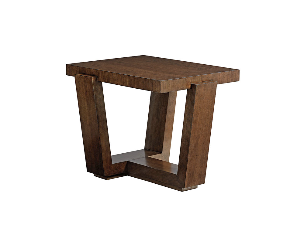 Lexington Esplanade End Table - Contemporary Design With Cathedral Cherry Veneer, Mocha Finish & Silver Accents Carrillo  721-957