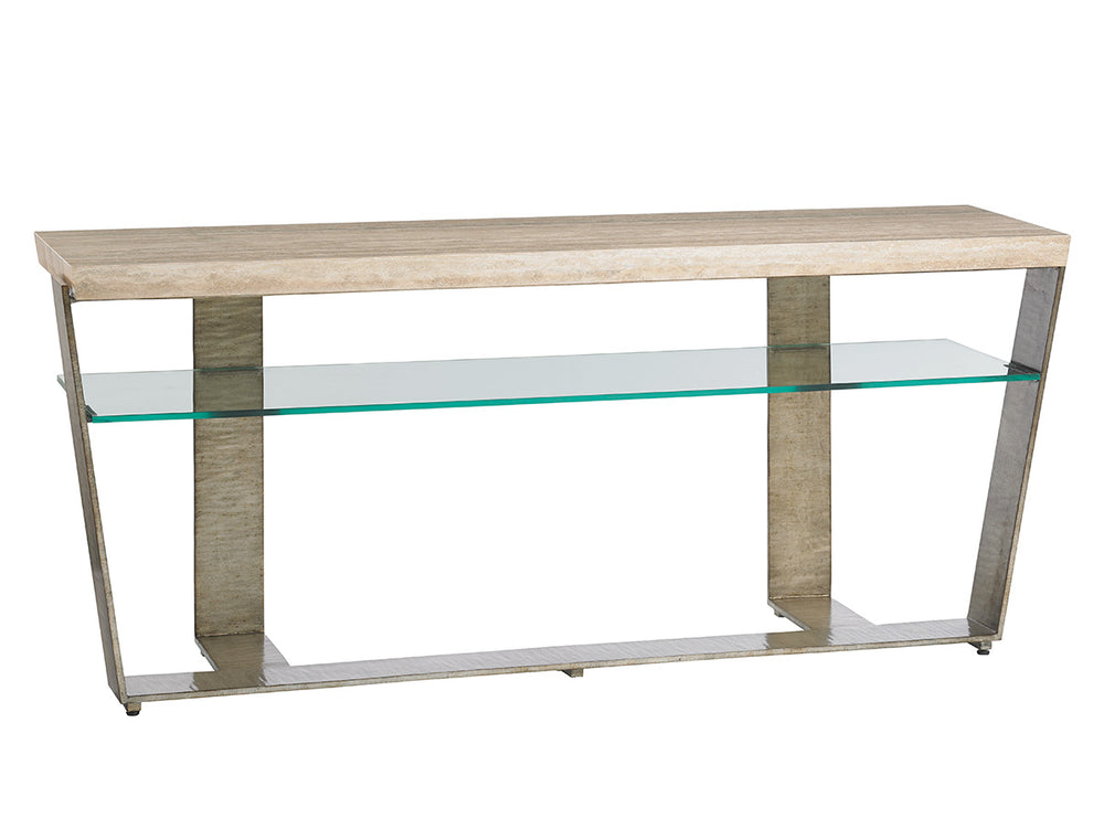 Lexington Griffith Park Console - Contemporary Design With Elegant Silver Leaf Base And Luxurious Travertine Top Carrillo  721-967