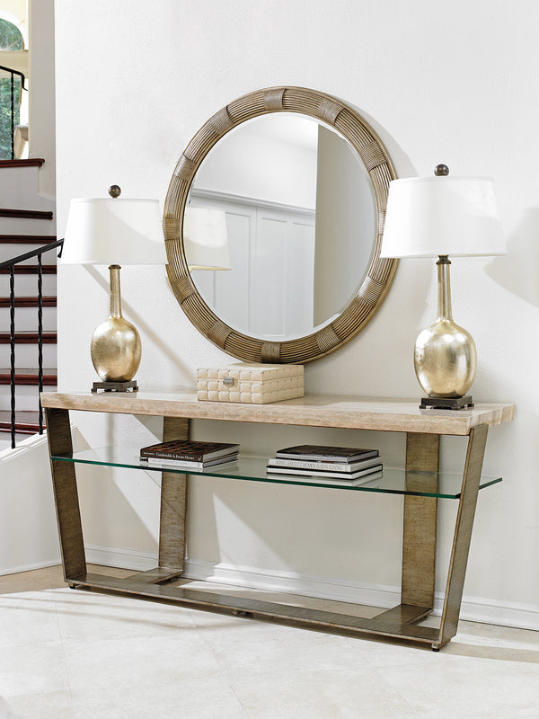 Lexington Griffith Park Console - Contemporary Design With Elegant Silver Leaf Base And Luxurious Travertine Top Carrillo  721-967