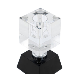 English Elm 2.4X2.4X5.9" Elegant Black And Clear Two-Tiered Square Candle Holder For Modern Home Décor Accents W2078P390744