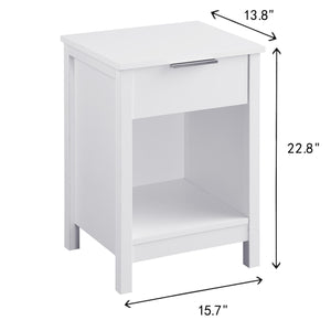 English Elm Nightstand with Drawer | 3-Tier Modern Bedside Table with Hidden Drawer, Open Shelves, Sturdy Build White 26 L x 17 W x 5.1 H W3151P345749